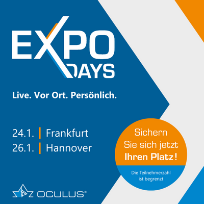 Grafik OCULUS Expodays - on Tour Frankfurt (24.1.) und Hannover (26.1.)